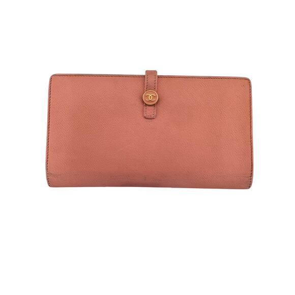 Chanel Vintage Caviar Leather Long Snap Wallet – Pink with Gold CC Button - Picture 1 of 6